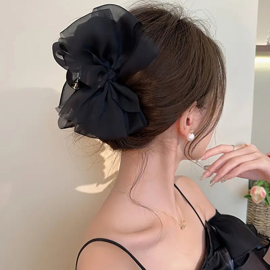 1pc Elegant Mesh Bowknot Vintage Decorative Hair Claw Clip