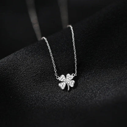 Elegant Lucky Clover Pendant Necklace | Glass-Set Iron Design for Daily Wear & Gifts