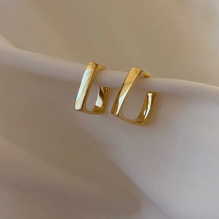 Elegant Minimalist 14K Gold-Plated Geometric Stud Earrings for Women