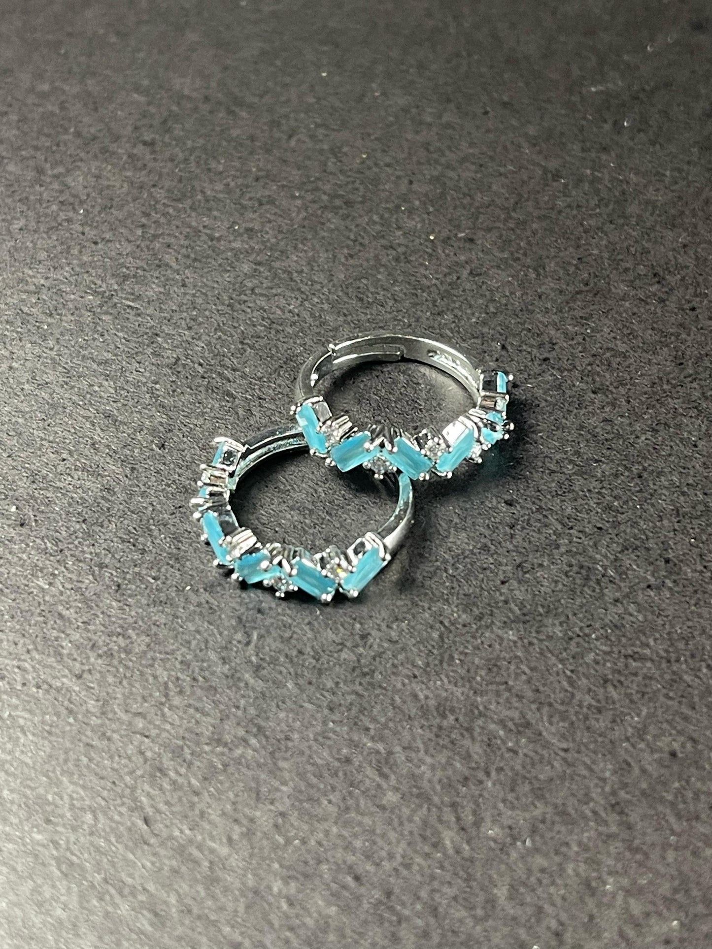 Blue Crystal Silver Rings