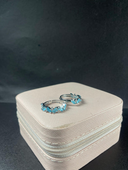 Blue Crystal Silver Rings