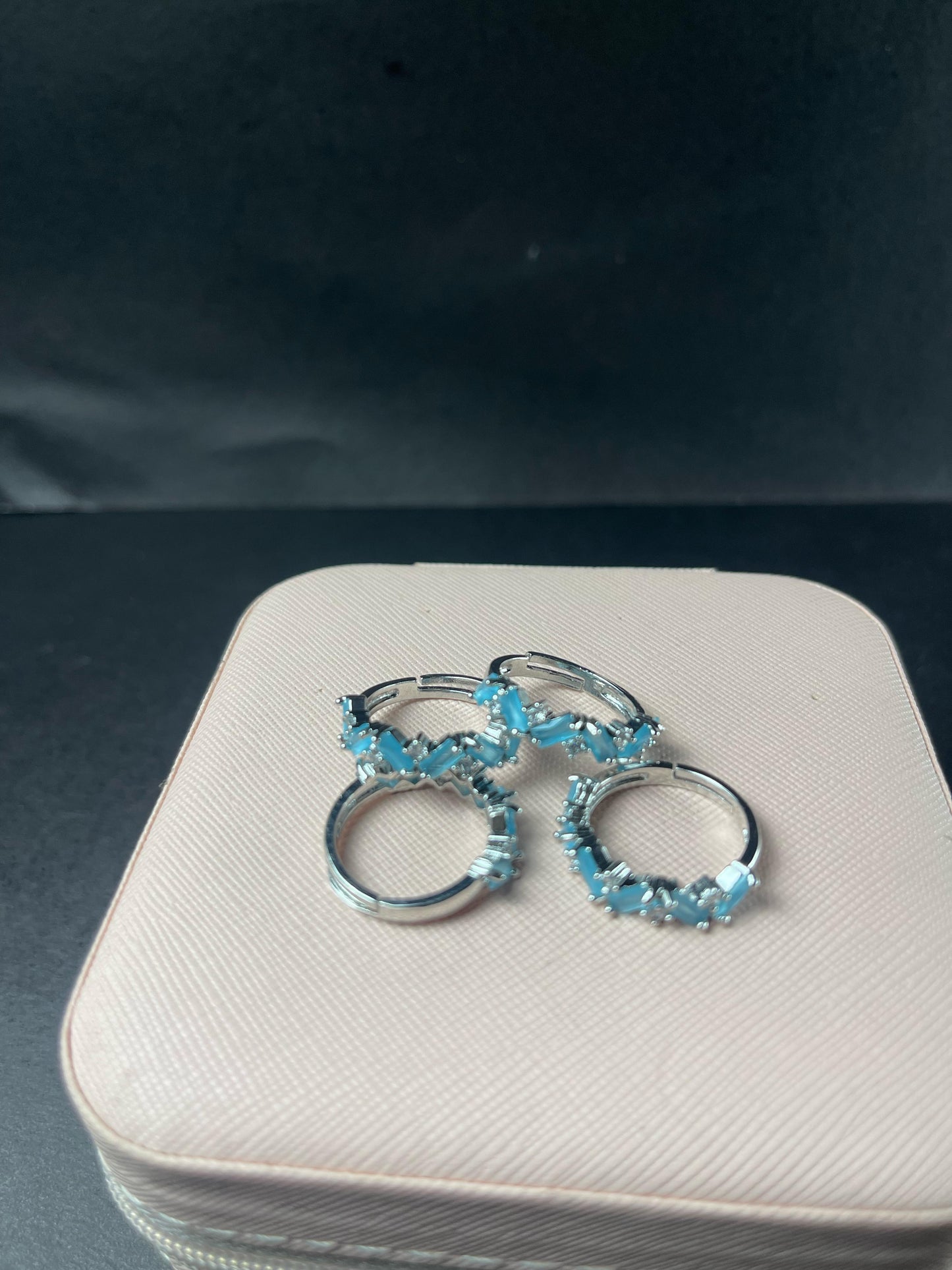 Blue Crystal Silver Rings