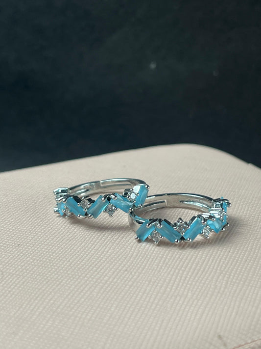 Blue Crystal Silver Rings