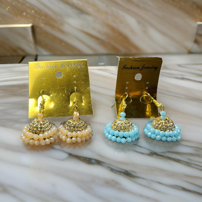 Elegant Beaded Jhumka Earrings – Traditional & Stylish