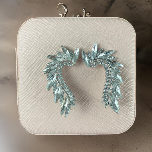 Elegant Leaf-Inspired Crystal Statement Earrings