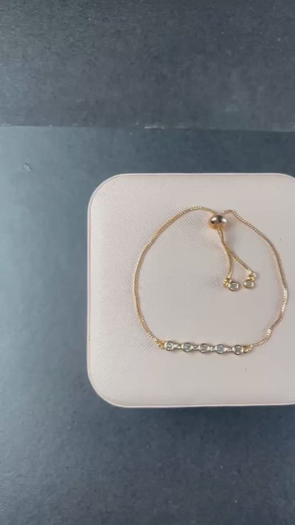 Elegant Gold Adjustable Bracelet with Crystal Accents